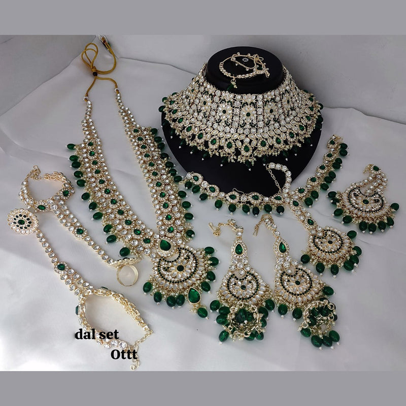 Lucentarts Jewellery Gold Plated Austrian Stone And Beads Bridal Set