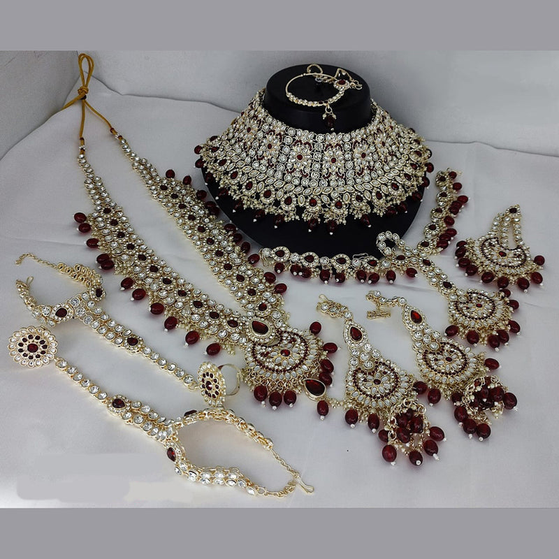 Lucentarts Jewellery Gold Plated Austrian Stone And Beads Bridal Set