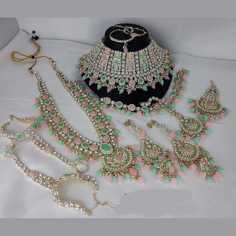 Lucentarts Jewellery Gold Plated Austrian Stone And Beads Bridal Set