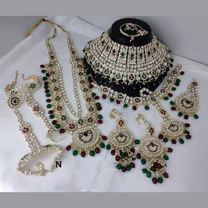 Lucentarts Jewellery Gold Plated Austrian Stone And Beads Bridal Set