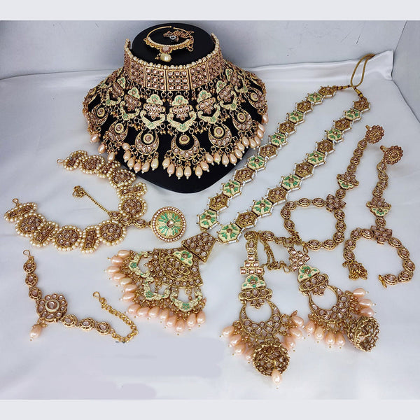 Lucentarts Jewellery Gold Plated Kundan Stone And Meenakari Bridal Necklace Set