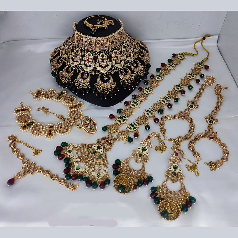 Lucentarts Jewellery Gold Plated Kundan Stone And Meenakari Bridal Necklace Set