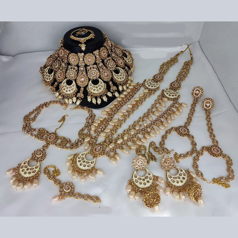 Lucentarts Jewellery Gold Plated Kundan Stone And Meenakari Bridal Necklace Set