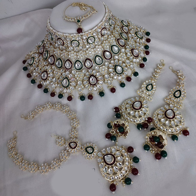 Lucentarts Jewellery Gold Plated Kundan Semi Bridal Set