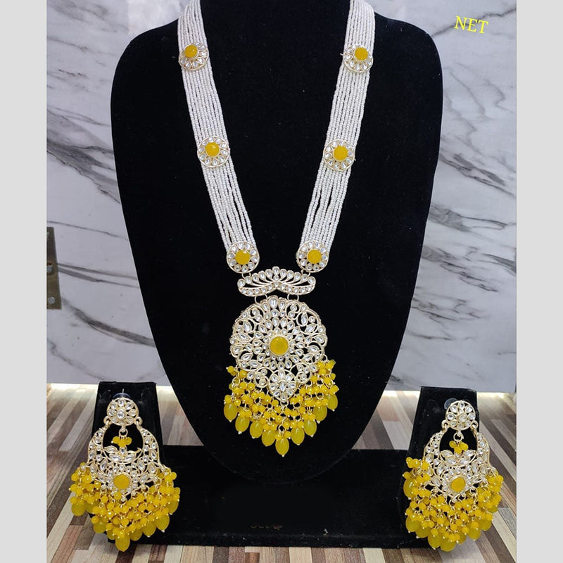 Lucentarts Jewellery Gold Plated Kundan And Pearl Long Necklace Set