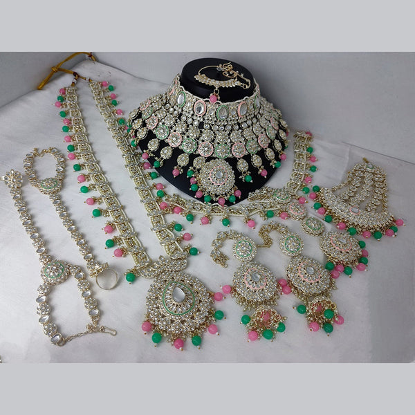 Lucentarts Jewellery Gold Plated Kundan And Meenakari Bridal Set