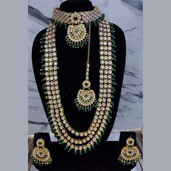 Lucentarts Jewellery Gold Plated Kundan Stone Double Necklace Set