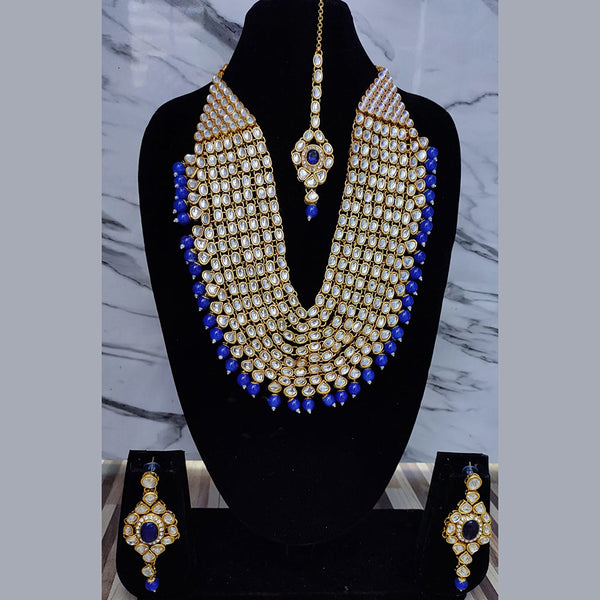 Lucentarts Jewellery Gold Plated Kundan Stone Multi Layer Necklace Set