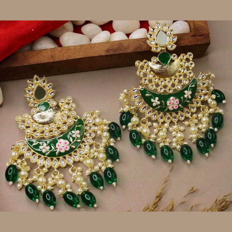 Lucentarts Jewellery Gold Plated Kundan And Meenakari Dangler Earrings