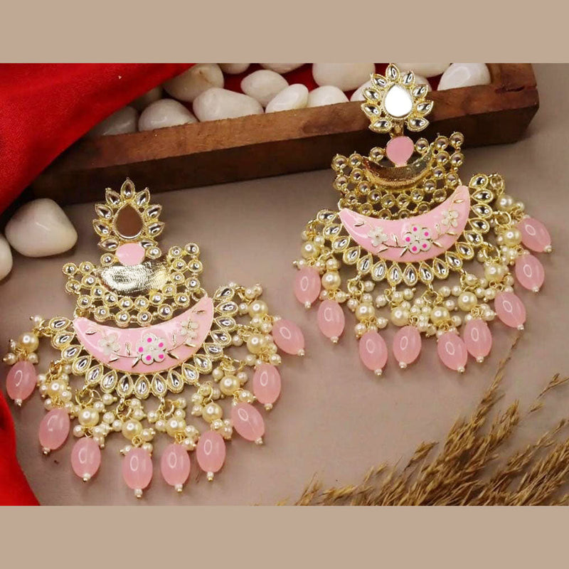 Lucentarts Jewellery Gold Plated Kundan And Meenakari Dangler Earrings