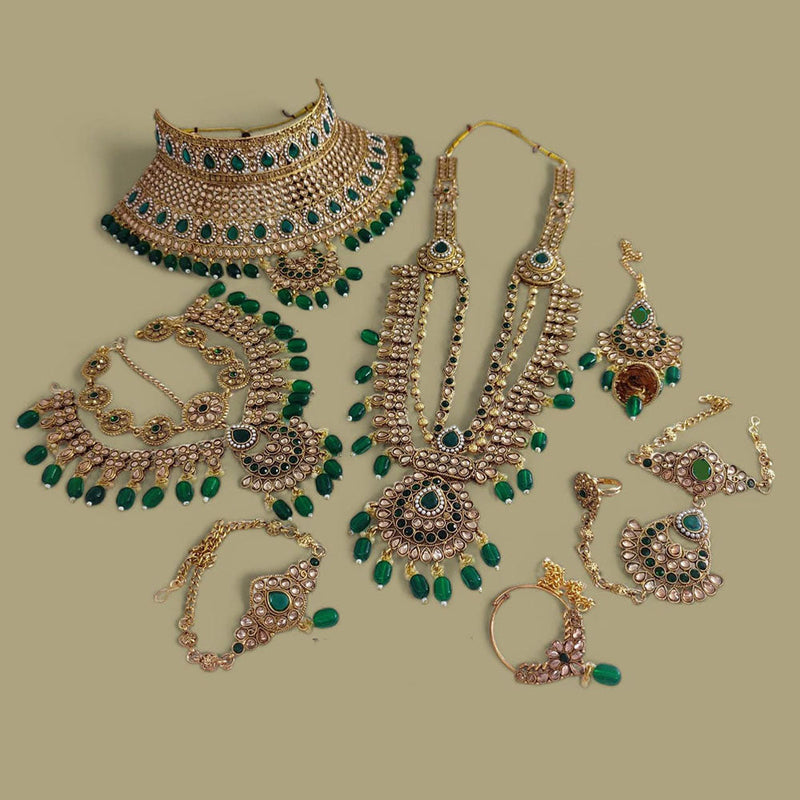 Lucentarts Jewellery Gold Plated Kundan Stone Bridal Necklace Set