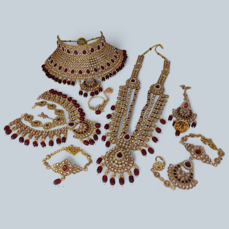 Lucentarts Jewellery Gold Plated Kundan Stone Bridal Necklace Set