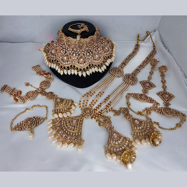 Lucentarts Jewellery Gold Plated Kundan Stone Bridal Necklace Set