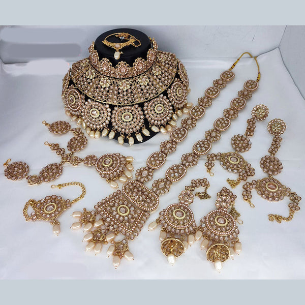 Lucentarts Jewellery Gold Plated Kundan Stone Bridal Necklace Set