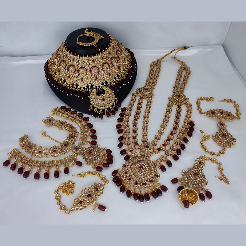 Lucentarts Jewellery Gold Plated Kundan Stone Bridal Necklace Set