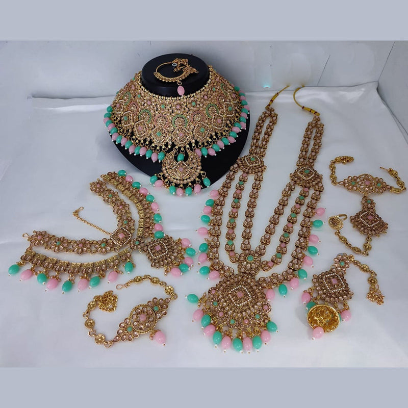 Lucentarts Jewellery Gold Plated Kundan Stone Bridal Necklace Set