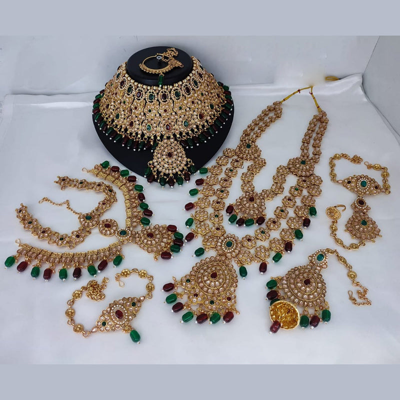 Lucentarts Jewellery Gold Plated Kundan Stone Bridal Necklace Set