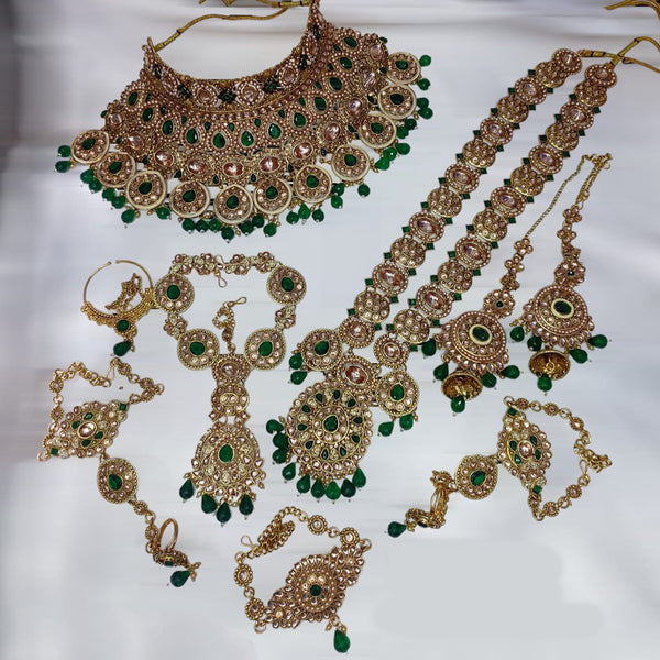 Lucentarts Jewellery Gold Plated Kundan Stone Bridal Necklace Set