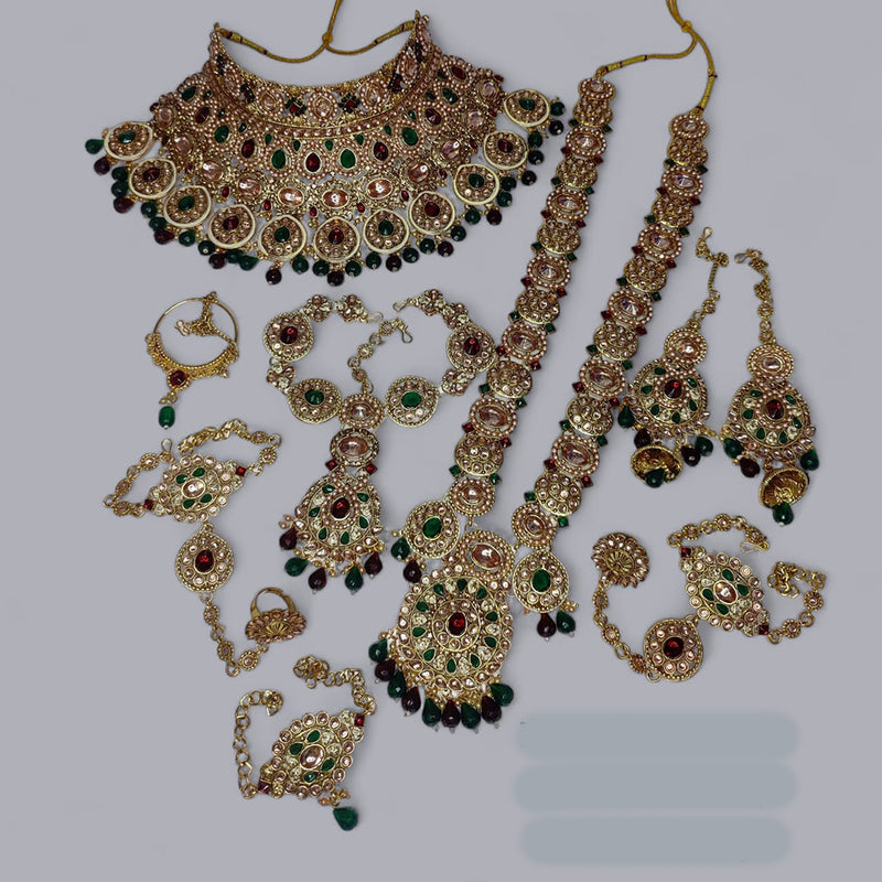 Lucentarts Jewellery Gold Plated Kundan Stone Bridal Necklace Set