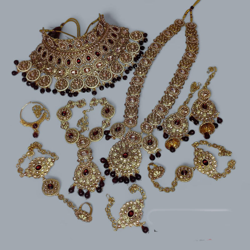 Lucentarts Jewellery Gold Plated Kundan Stone Bridal Necklace Set