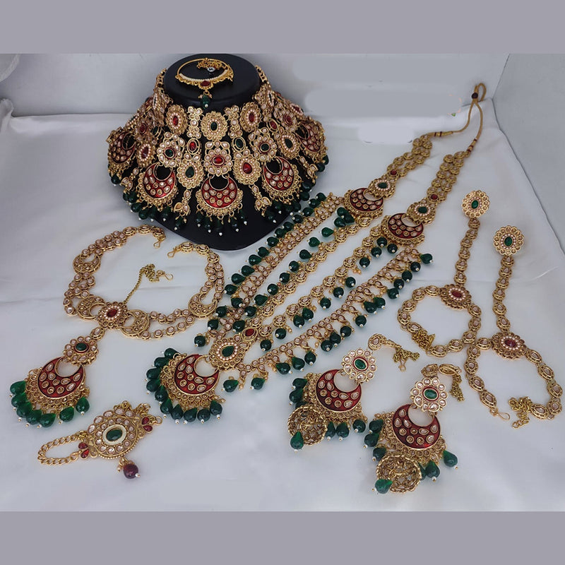 Lucentarts Jewellery Gold Plated Kundan Stone Bridal Necklace Set