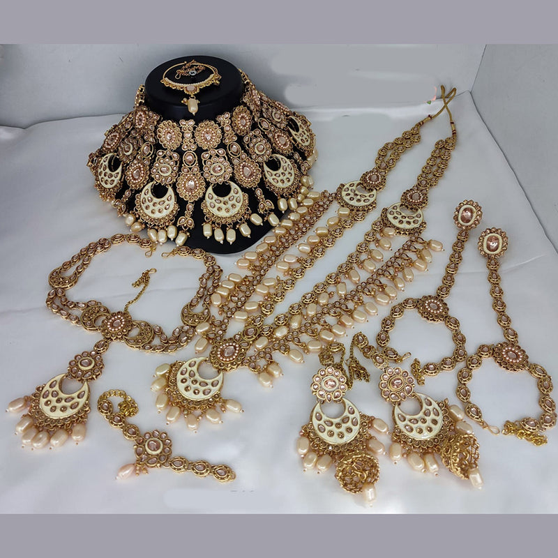 Lucentarts Jewellery Gold Plated Kundan Stone Bridal Necklace Set