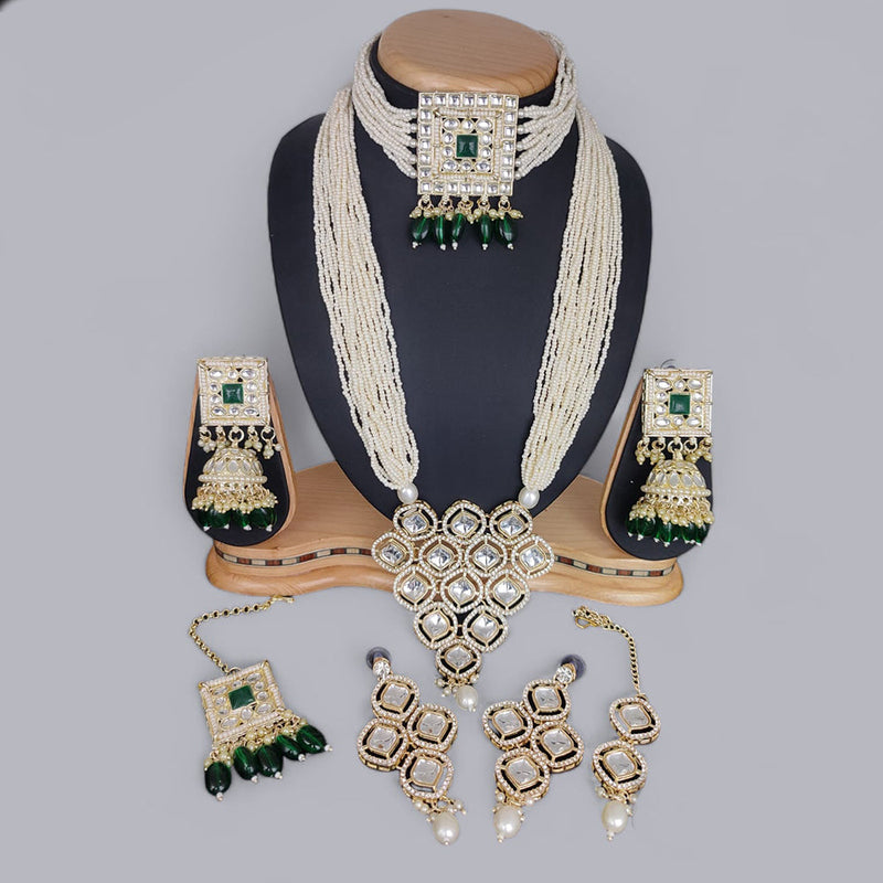 Lucentarts Jewellery Gold Plated Austrian Stone And Pearls Necklace Combo Set