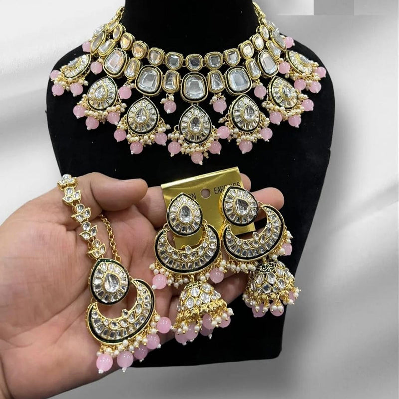 Lucentarts Jewellery Gold Plated Kundan And Pearl Necklace Set