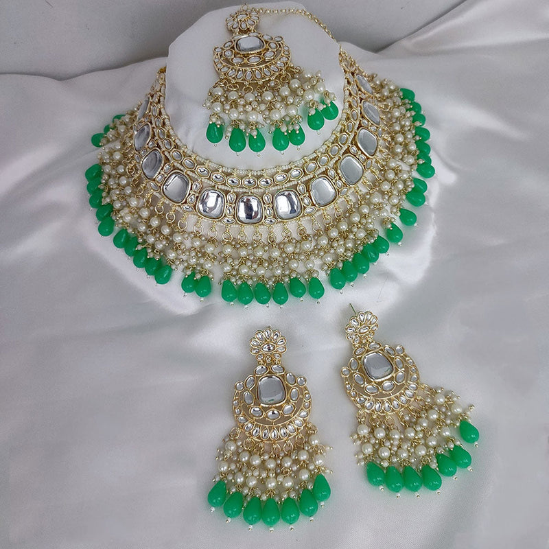 Lucentarts Jewellery Gold Plated Kundan And Pearl Necklace Set