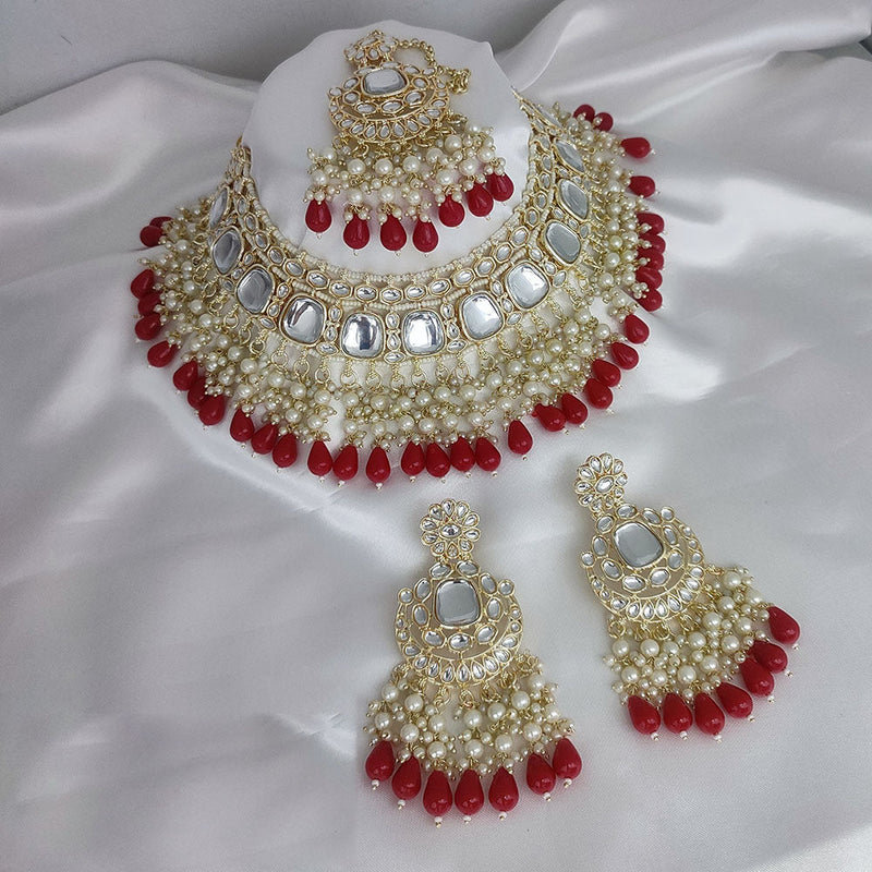 Lucentarts Jewellery Gold Plated Kundan And Pearl Necklace Set