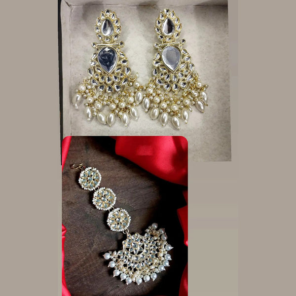 Lucentarts Jewellery Gold Plated Earrings With Mangtikka Combo