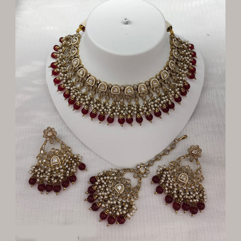 Lucentarts Jewellery Gold Plated Kundan Stone Choker Necklace Set