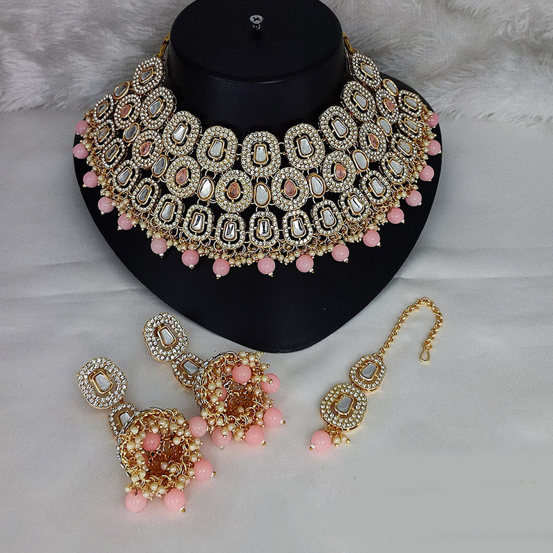 Lucentarts Jewellery Gold Plated Kundan Stone Choker Necklace Set