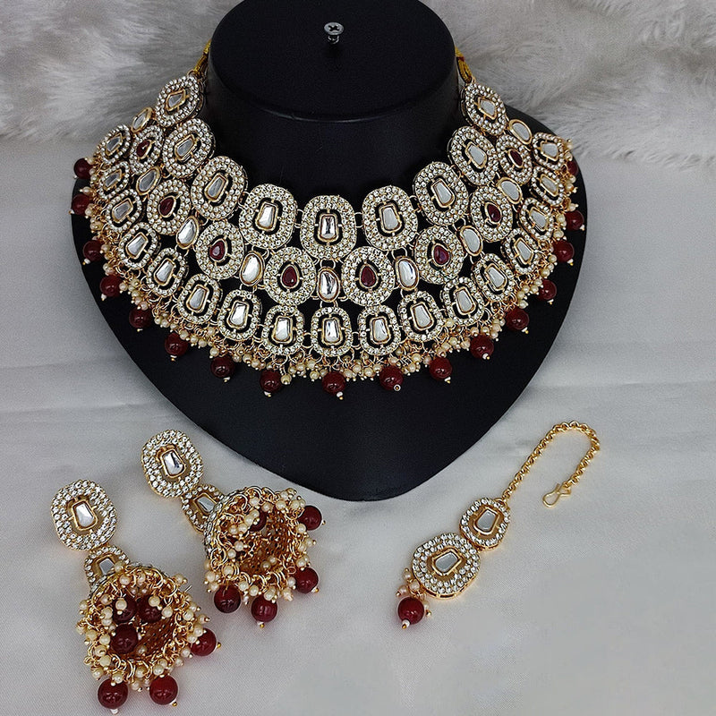 Lucentarts Jewellery Gold Plated Kundan Stone Choker Necklace Set