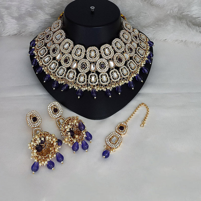 Lucentarts Jewellery Gold Plated Kundan Stone Choker Necklace Set