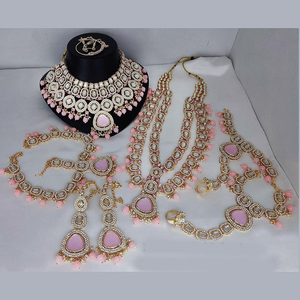 Lucentarts Jewellery Gold Plated Kundan Stone Bridal Set