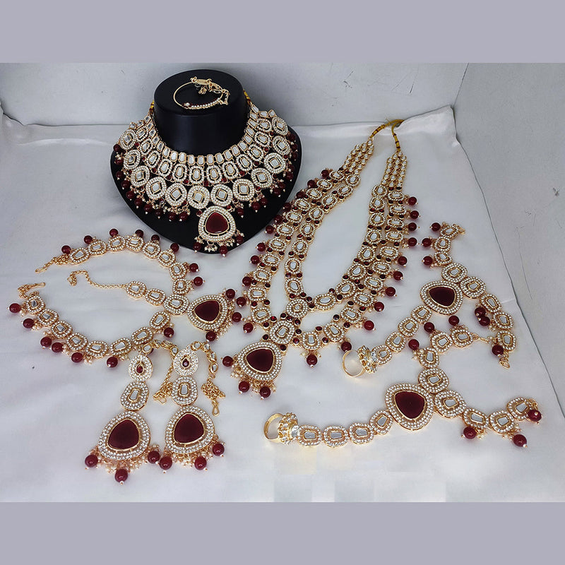 Lucentarts Jewellery Gold Plated Kundan Stone Bridal Necklace Set