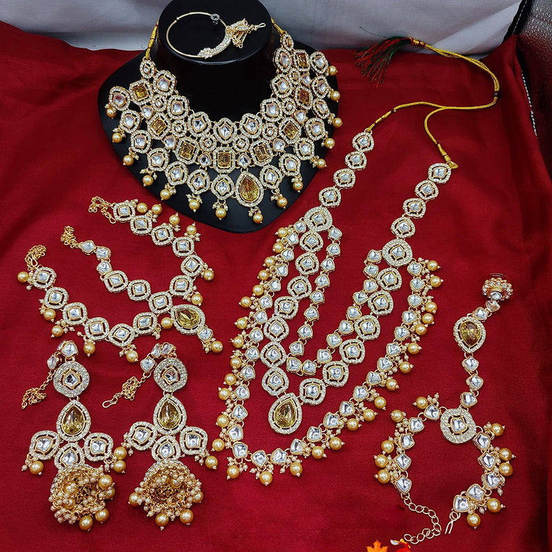 Lucentarts Jewellery Gold Plated Kundan Stone Bridal Necklace Set