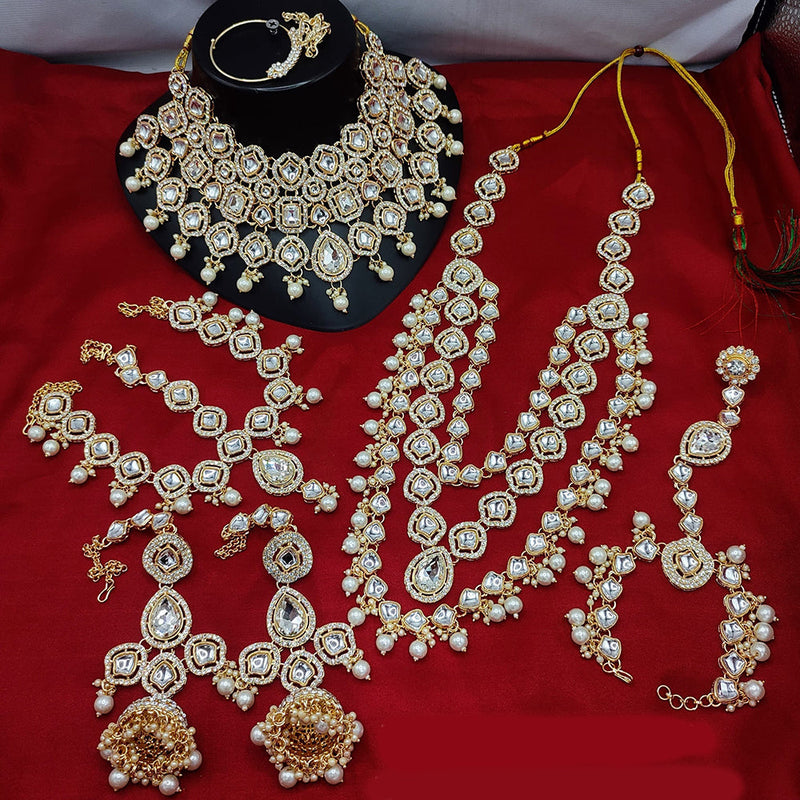 Lucentarts Jewellery Gold Plated Kundan Stone Bridal Necklace Set