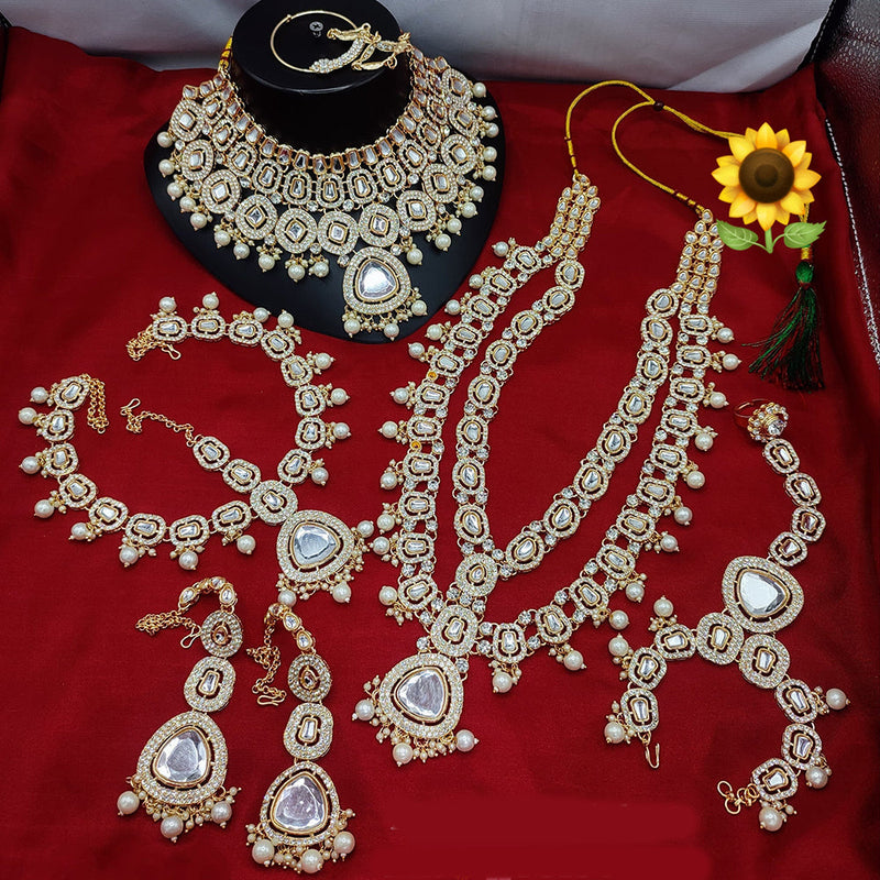 Lucentarts Jewellery Gold Plated Kundan Stone Bridal Necklace Set