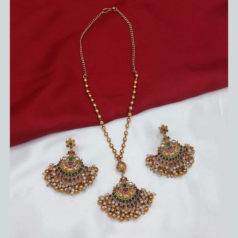 Lucentarts Jewellery Gold Plated Pota Stone And Pearls Necklace Set