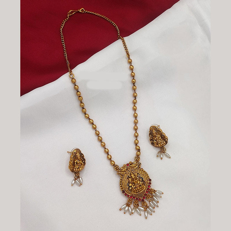 Lucentarts Jewellery Gold Plated Pota Stone And Pearls Necklace Set