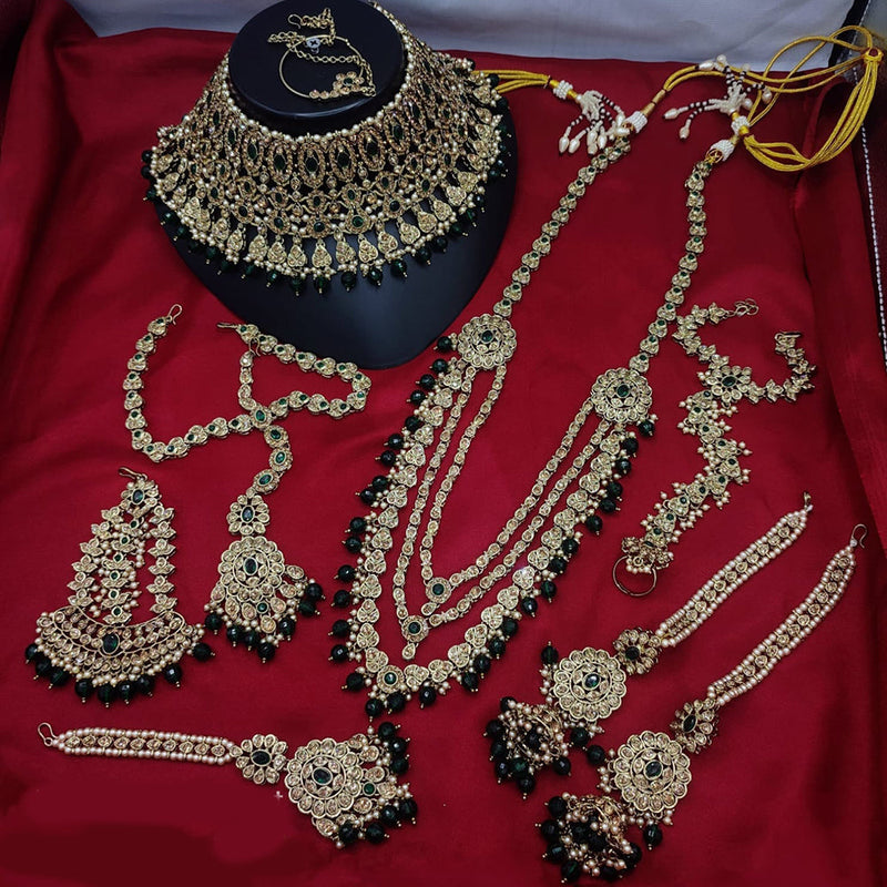 Lucentarts Jewellery Gold Plated Austrian Stone And Pearls Bridal Set