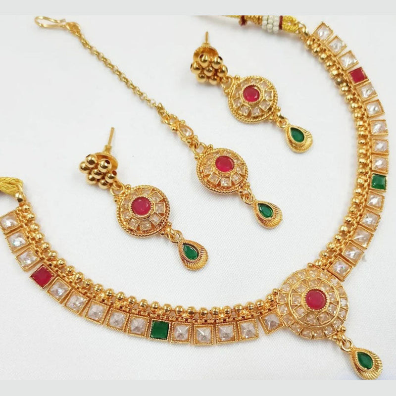 Lucentarts Jewellery Gold Plated Crystal Stone Necklace Set