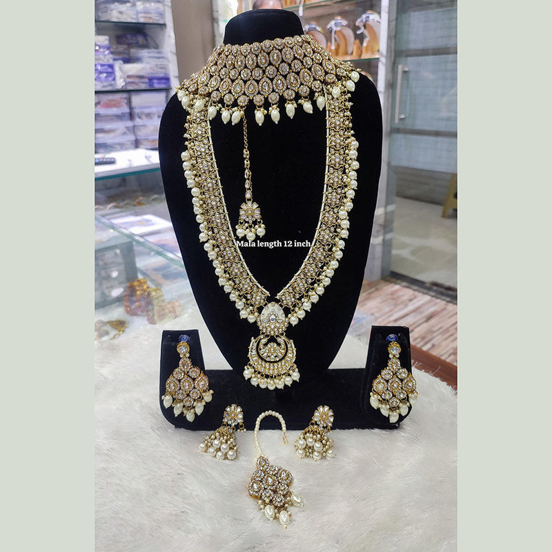 Lucentarts Jewellery Gold Plated Austrian Stone And Beads Bridal Set