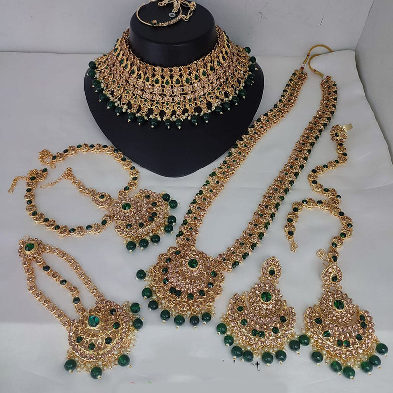 Lucentarts Jewellery Gold Plated Austrian Stone And Beads Bridal Set