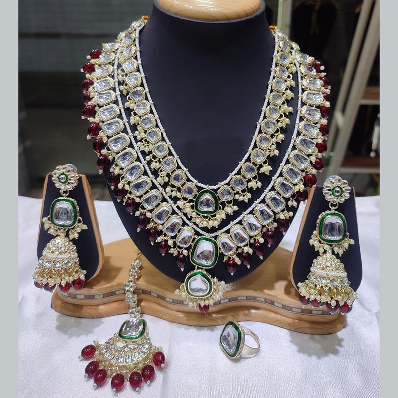 Lucentarts Jewellery Gold Plated Kundan Stone And Pearl Necklace Set