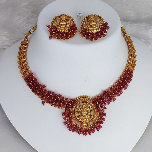 Lucentarts Jewellery Gold Plated Temple Pearls Necklace Set