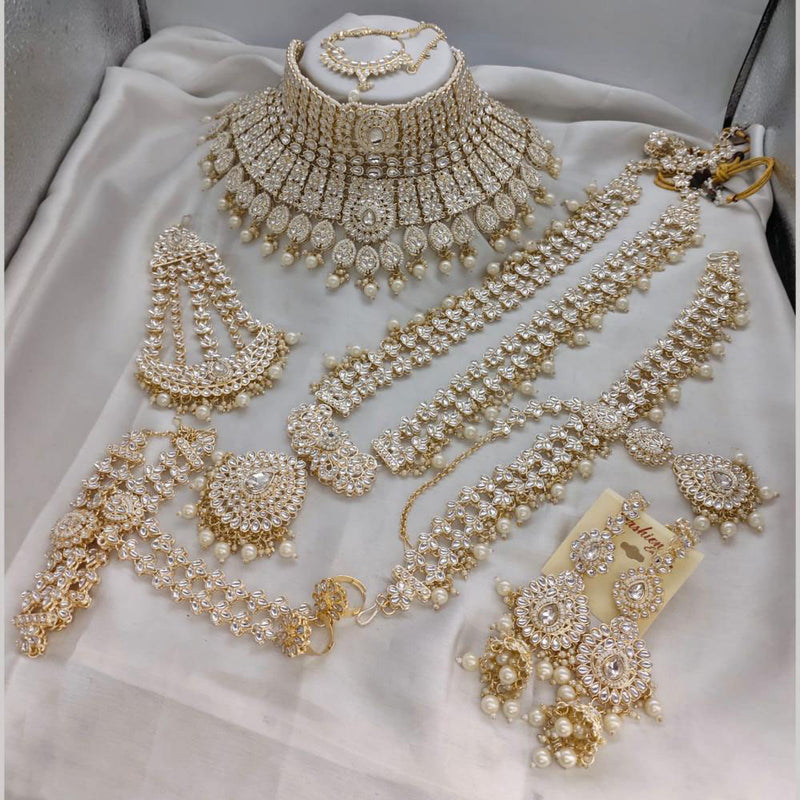 Lucentarts Jewellery Gold Plated Kundan Stone And Beads Bridal Set