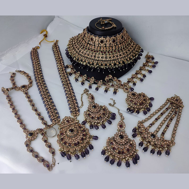 Lucentarts Jewellery Gold Plated Austrian Stone And Beads Bridal Set